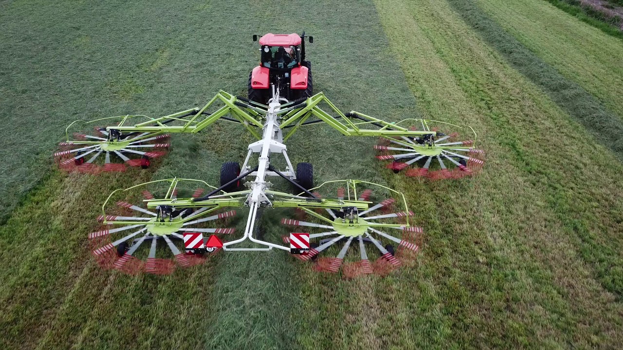 Claas 4000 Rake & Kubota M7 (50 feet wide!)