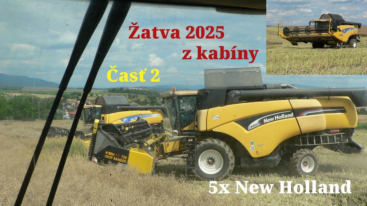 Žatva 2025 z kabíny / Časť 2 / Repka Olejná / New Holland TX68Plus , 5x New Holland CX8080+CX880,860