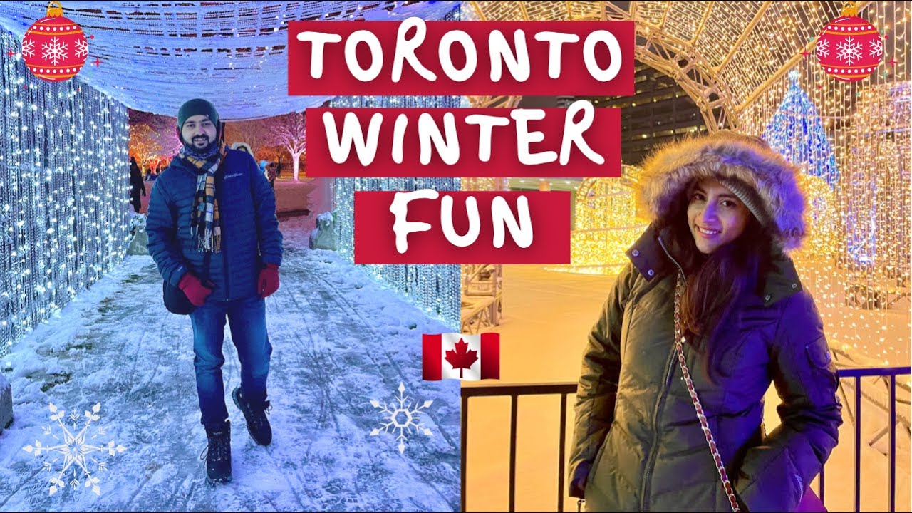 Toronto Winter Festival  and Christmas Decorations | First Snow in Toronto | Hindi Vlog