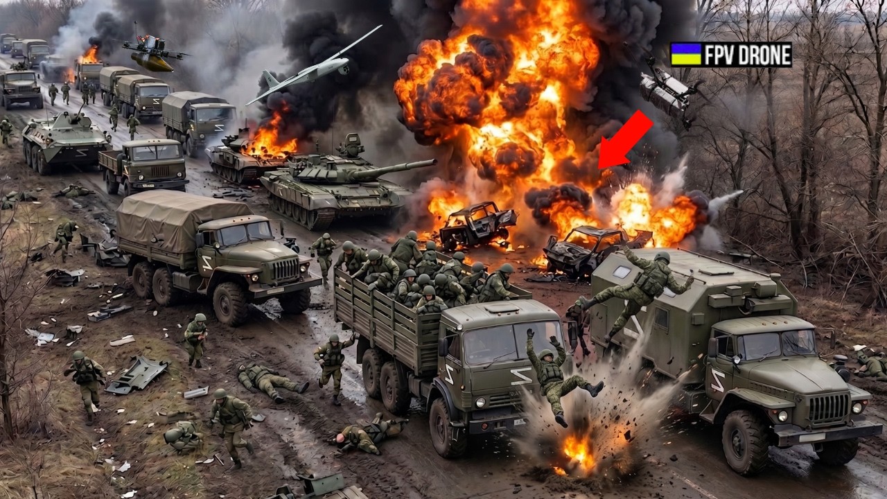 Huge Russian Supply Convoy Entering Crimea Was Spotted by Ukrainian Drones &mdash; 3 Minutes Later, GONE!