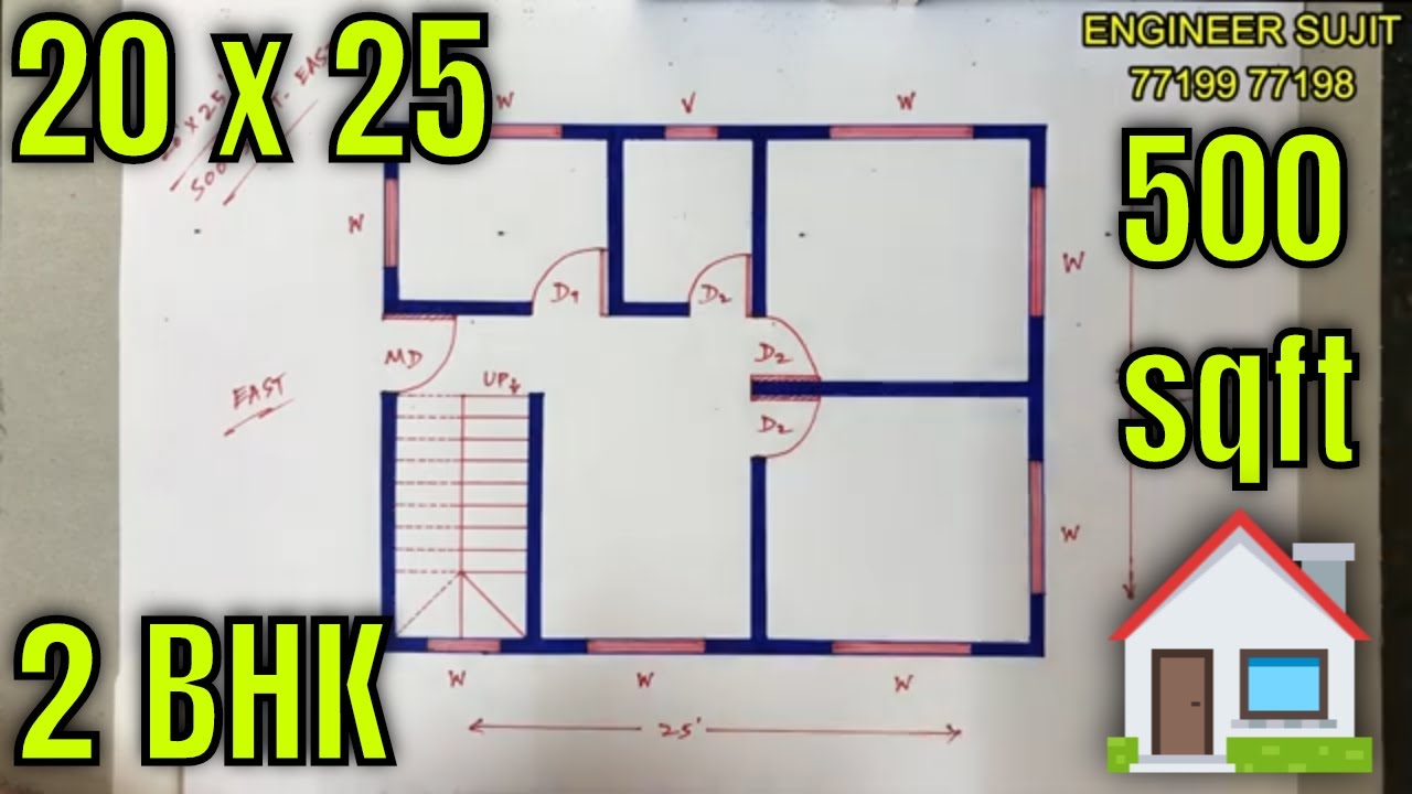 500 SQFT 2BHK HOUSE PLAN | 20 x 25 घर का नक्शा | 20 x 25 SMALL HOUSE DESIGN I 20x25 GHAR KA NAKSHA