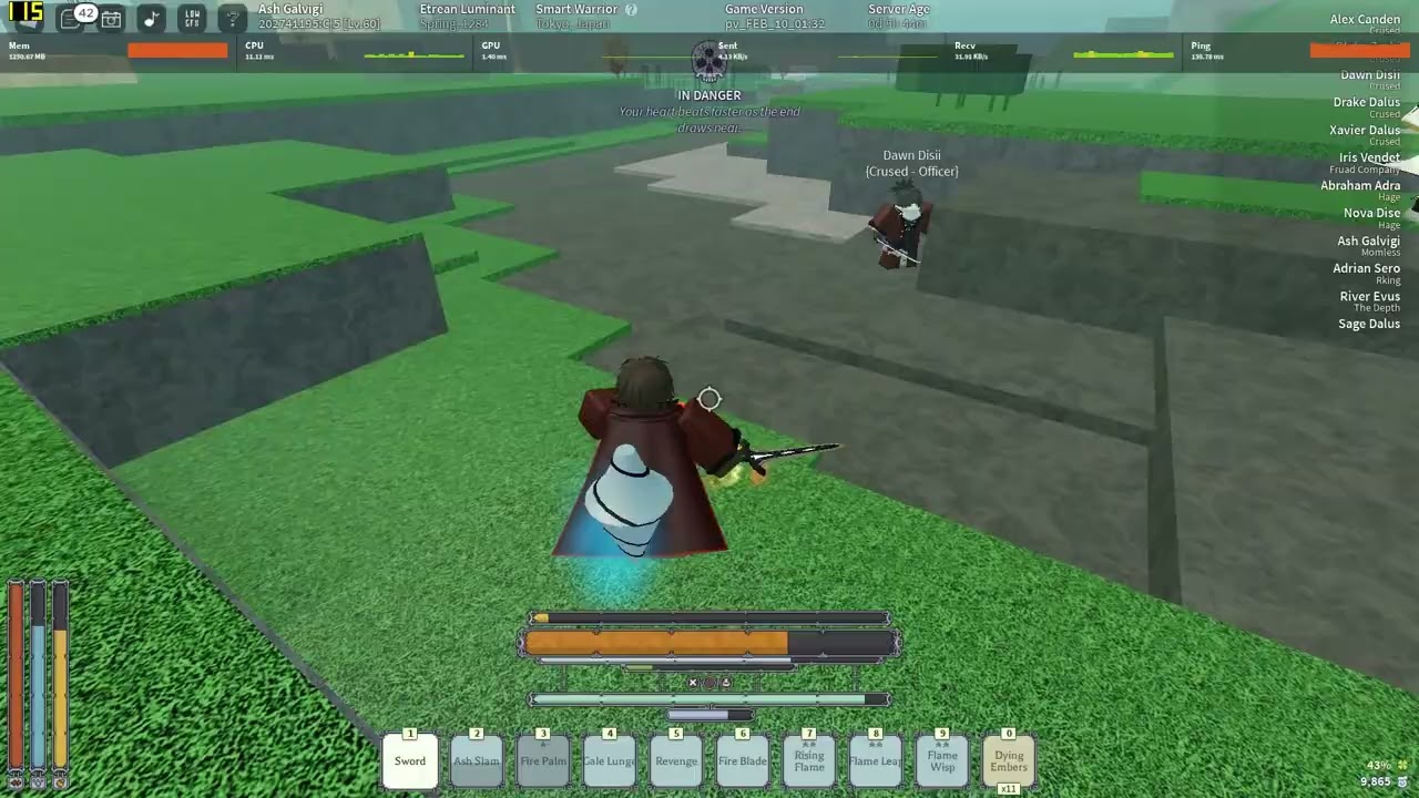 Deepwoken Ash slam 1 vs 6  But failed to kill all  ( vs Crused, Fruad company )