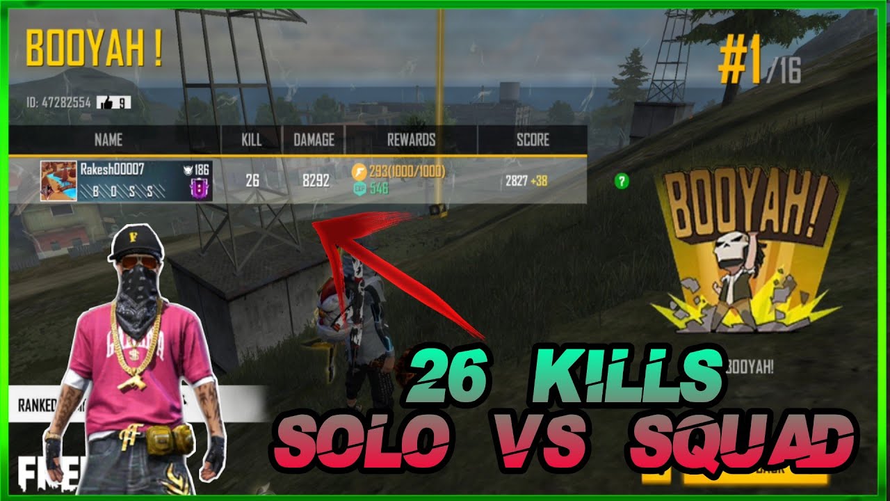 26 KILLS SOLO VS SQUAD GAMEPLAY 🔥 !! Garena Free Fire !! Rakesh00007