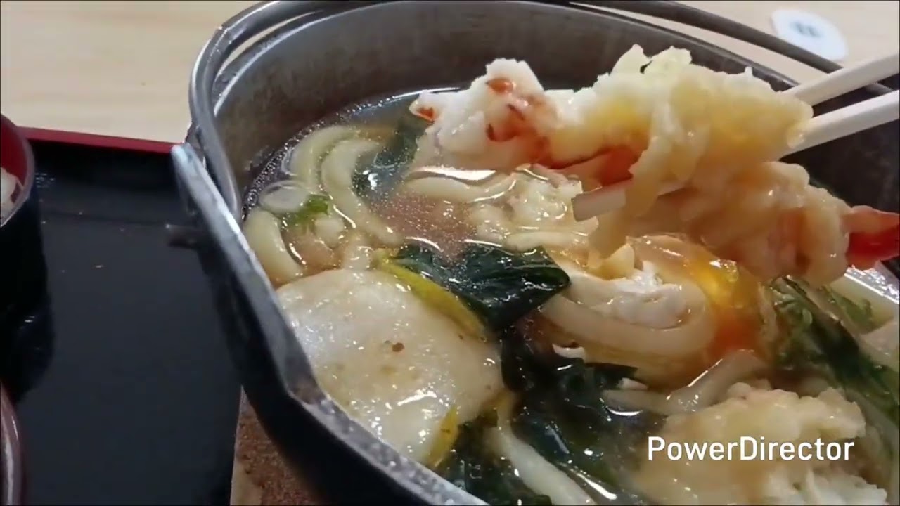 「手打ちうどんそば讃岐」海老天鍋焼きうどん　　かき揚げそば（栃木県宇都宮市）