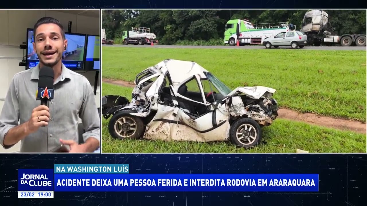 Acidente deixa pessoa ferida e interdita rodovia em Araraquara - Jornal da Clube 2ª Ed. (23/02/2026)