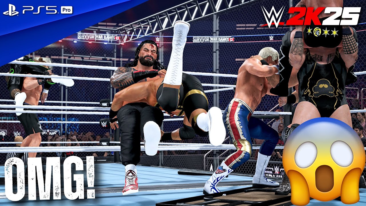 WWE 2K25 — Военные игры: Брок Леснар, Дрю Макинтайр и The Vision против The Bloodline, Коди и CM ...