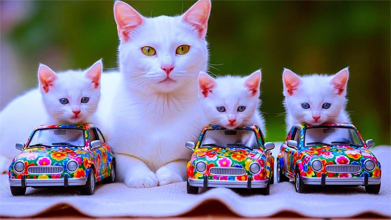 Милая кошечка-мама на ферме вяжет шапочку в виде тигра для котят дома 🐾🎩🐯viral#yamii
