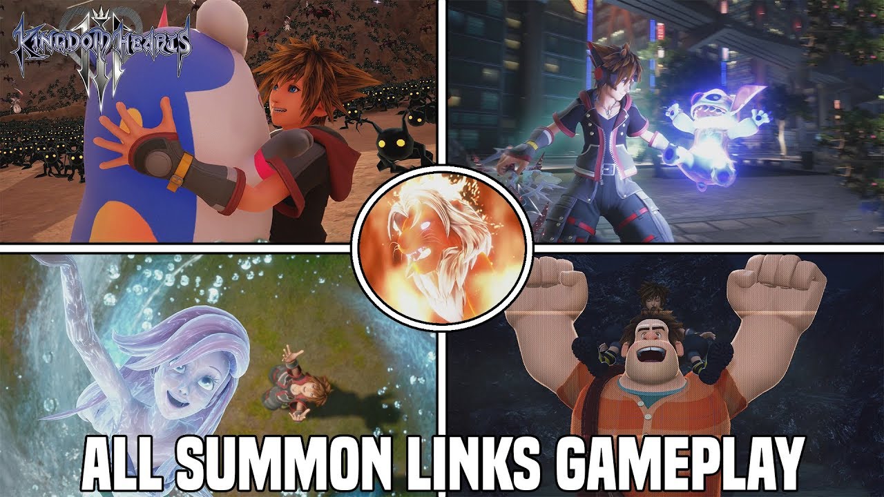 Kingdom Hearts 3 - All 5 Links and Summons Gameplay