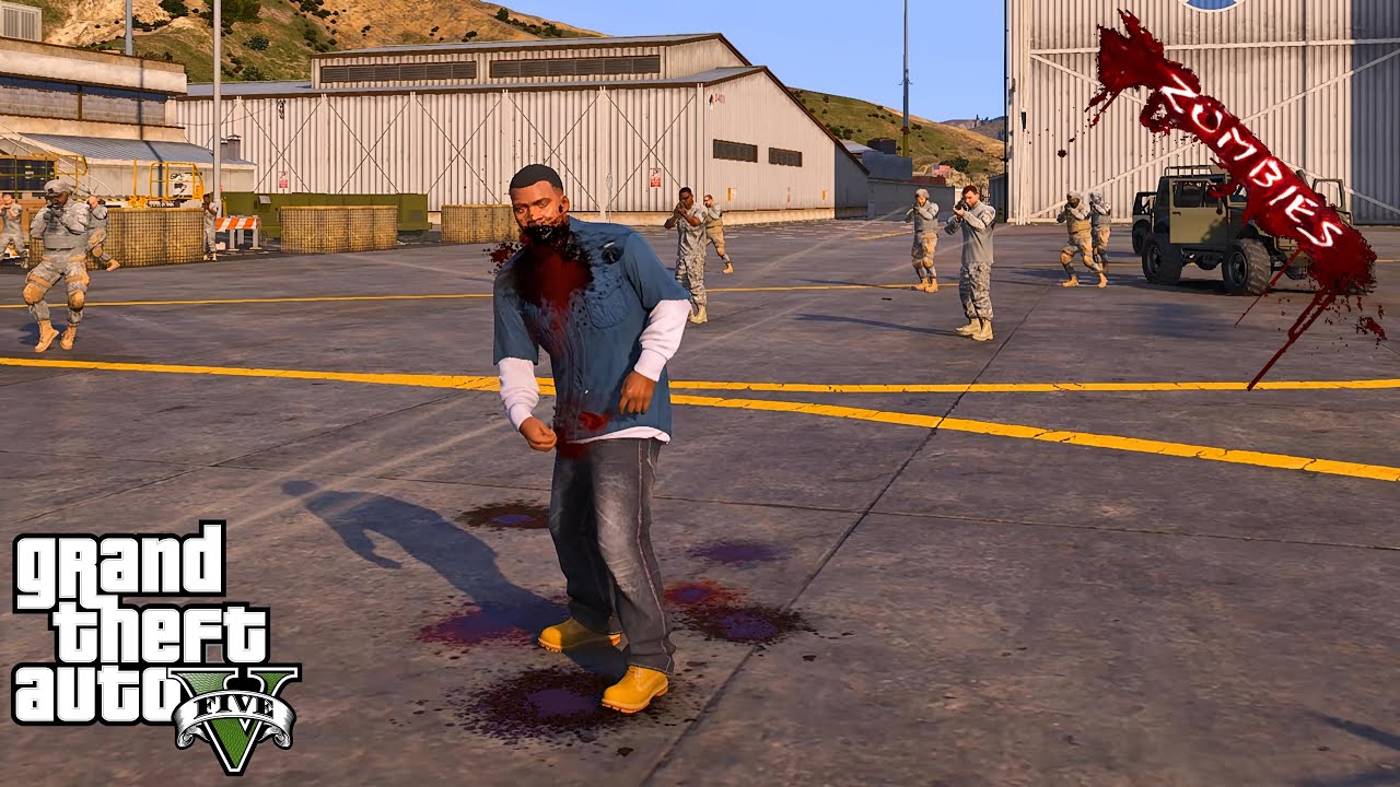 GTA 5 - Franklin Becomes A Zombie｜And Attacked The Military Base