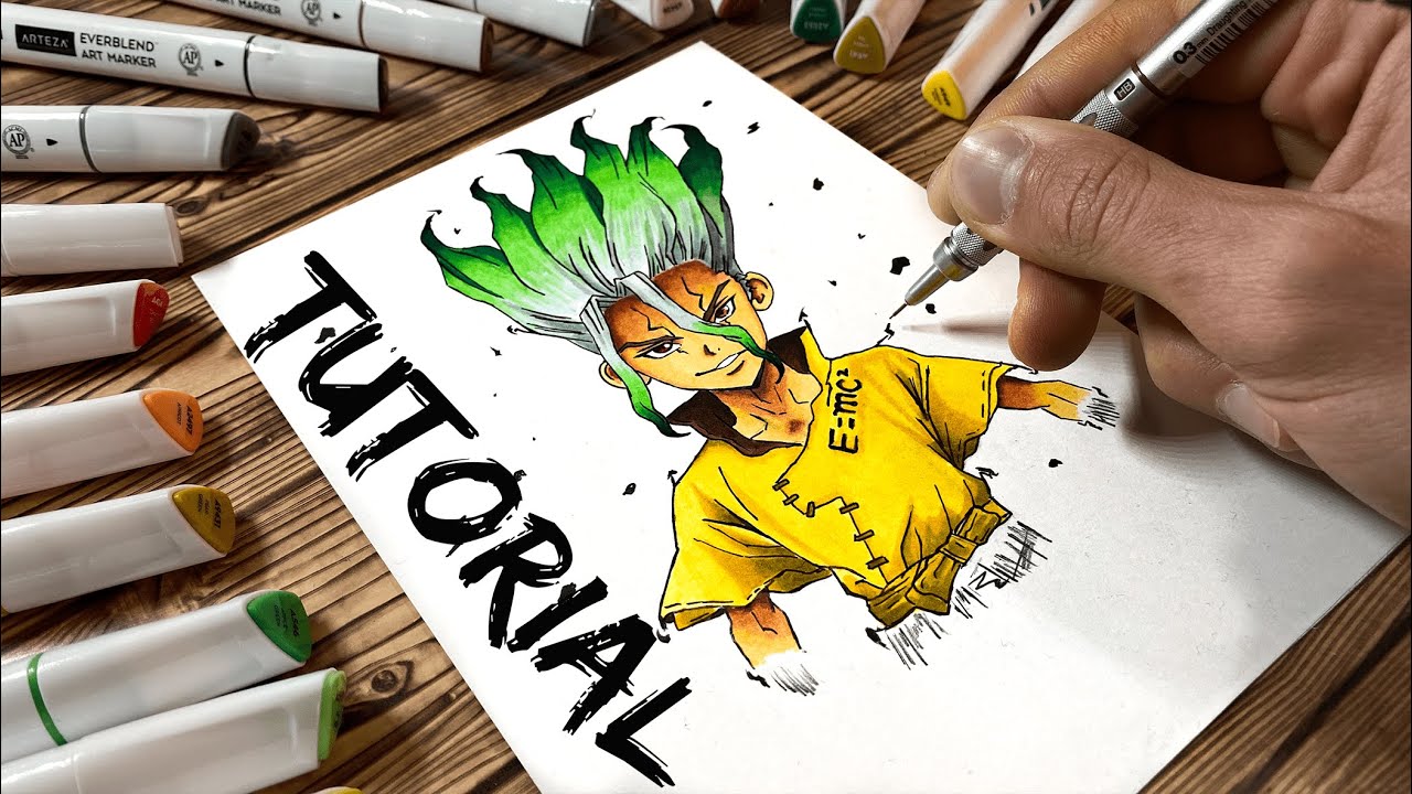 How to Draw Senku (Dr. Stone) - Step by Step Tutorial for Beginners