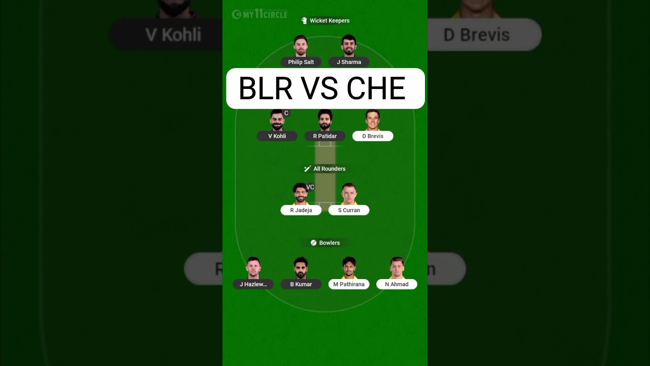 BLR VS CHE My 11 circle team prediction My 11 circle winning Team prediction Bangalore vs Chennai