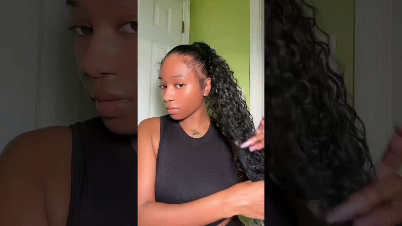 CURLY BLUNT CUT EXTENSION    PONYTAIL TUTORIAL ➰| niyellej