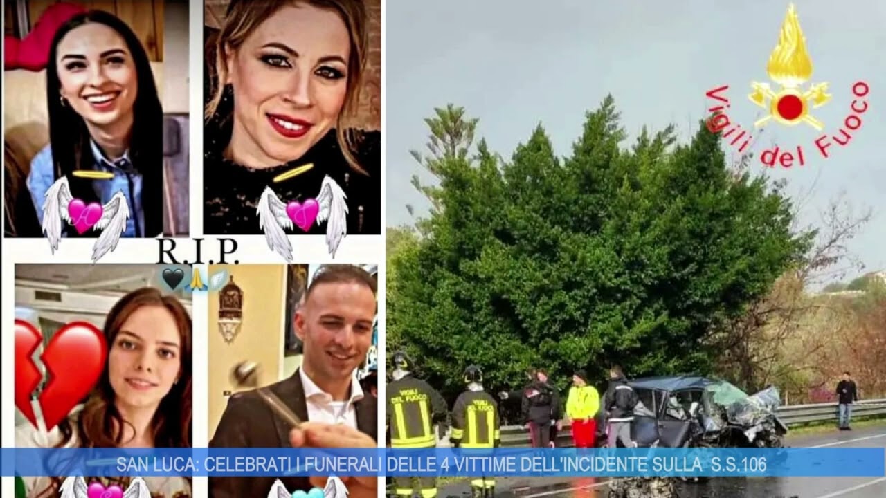 SAN LUCA(RC): CELEBRATI I FUNERALI DELLE 4 VITTIME DELL'INCIDENTE SULLA S.S.106