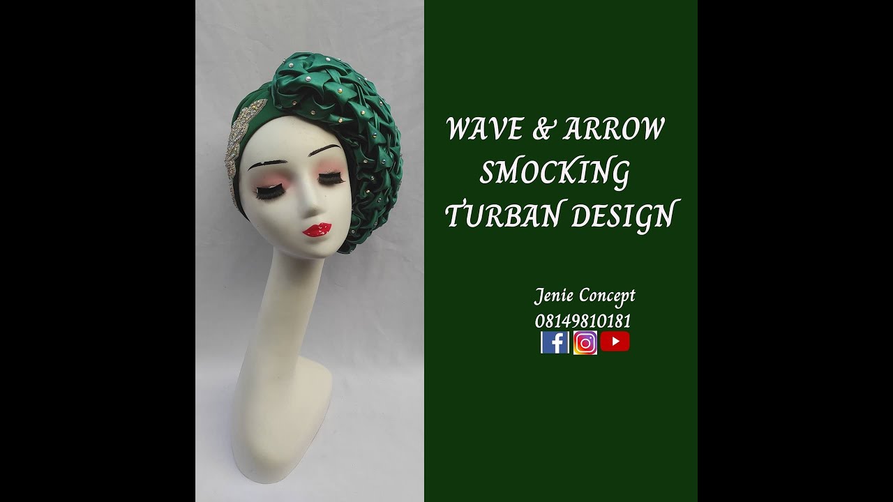 Trending Canadian Smocking Turban Design// Wave/Arrow Smocking Pattern on Turban Cap.