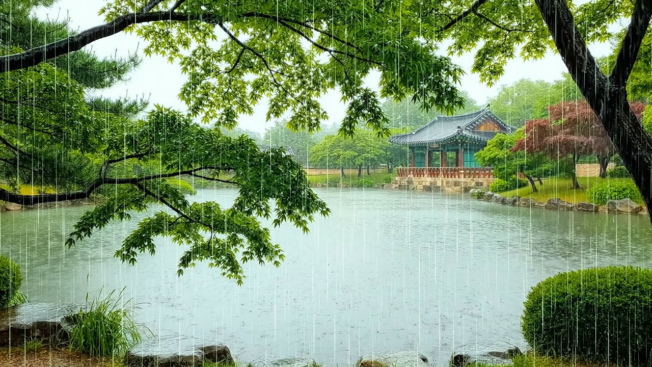 Heal Your Soul with Calm Rainfall on Garden Pond | Sleep Better, Relax Deeper with Rain ASMR