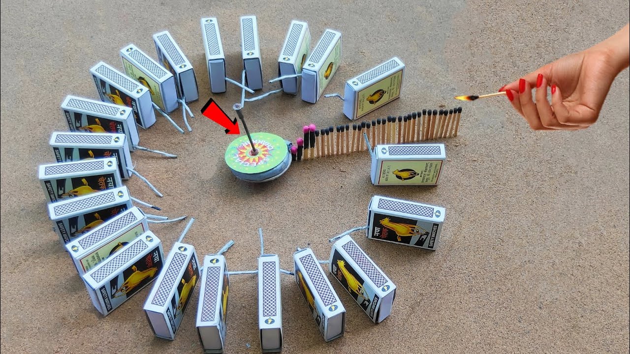 Matchstick chain reaction with diwali fireworks firecracker testing 2022