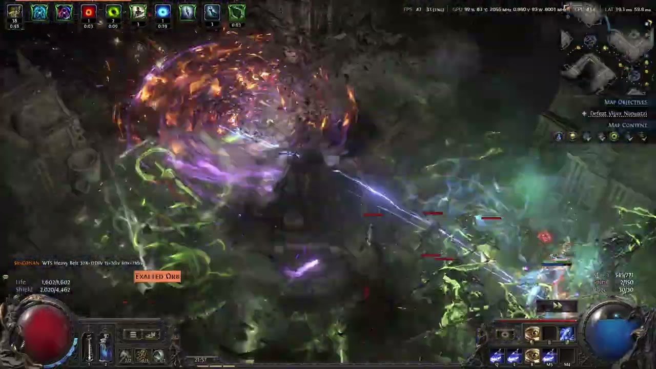 Whirling Slash/Falling Thunder Map test after Final optimization (PoE 2 0.4 Fate of The Vaal)