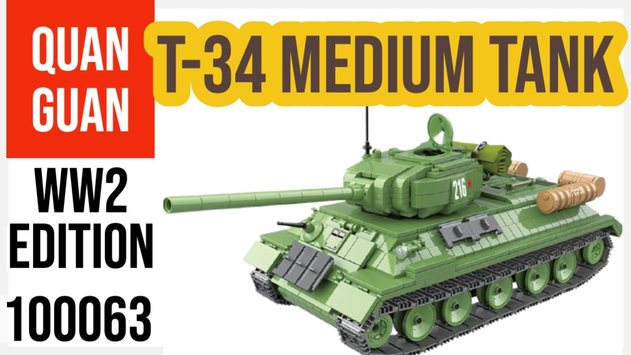Quan Guan 100063 T-34 Soviet Medium Tank World War 2 Collection Speed Build | Lego Alternative