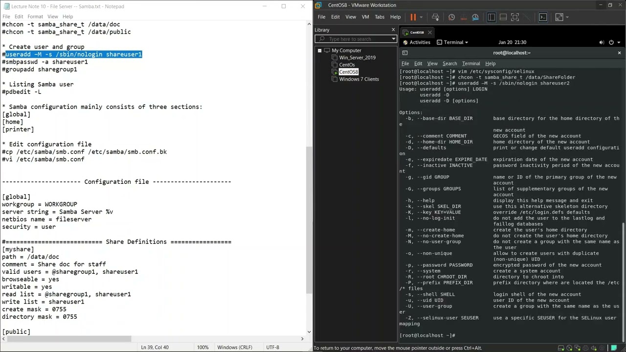 Samba configuration linux in Khmer