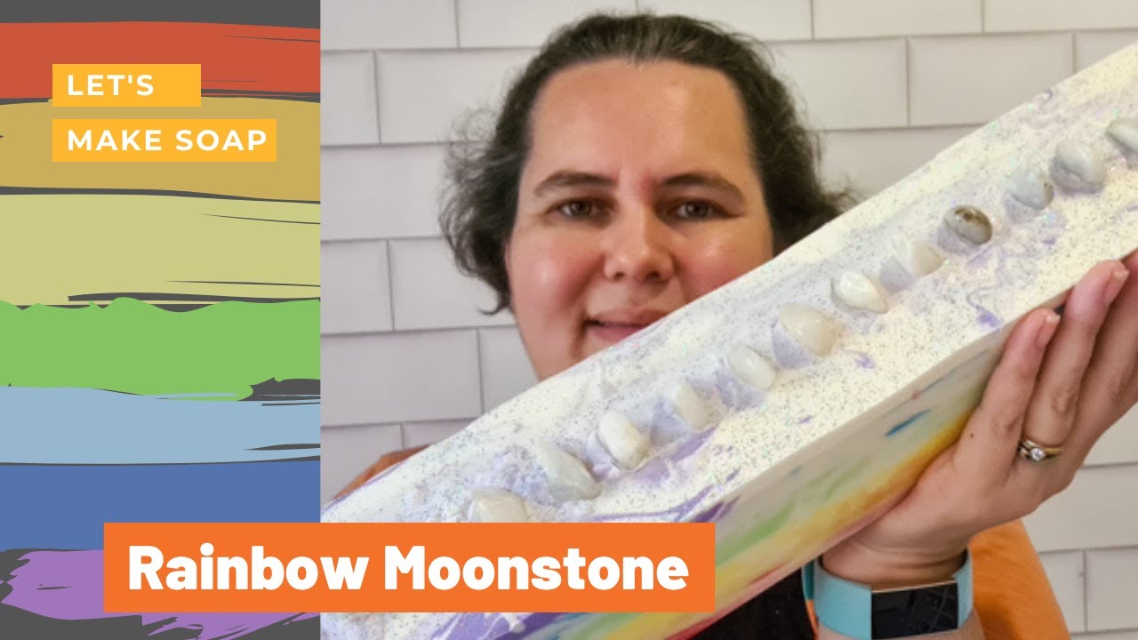 Rainbow Moonstone Cold Process Soap - A layered rainbow soap