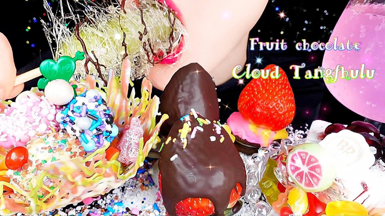 ASMR *DELICIOUS DESSERTS* FRUIT CHOCOLATE, DLOUD TANGHULU MUKBANG과일 초콜릿,구름탕후루 먹방/Nunsaegi ASMR 눈새기