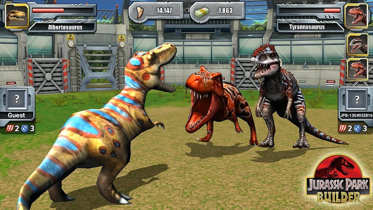 ALBERTOSAURUS VS REXY & INDOMINUS REX - JURASSIC DINOSAUR TOURNAMENT || JURASSIC PARK BUILDER