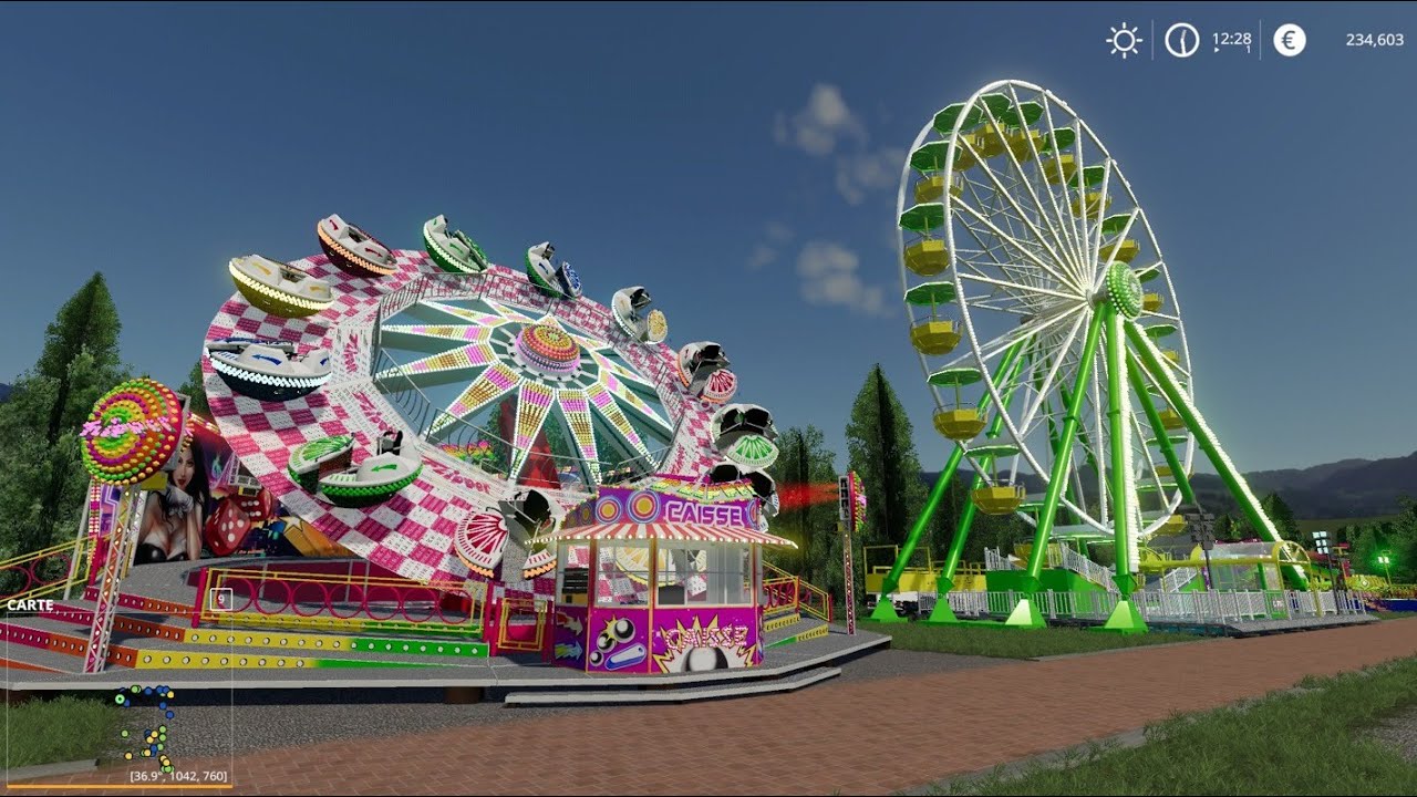 LS19 Große Kirmes im Aufbau mit neuen Fahrgeschäften