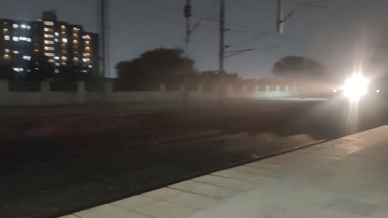 Superfast train crossing a platform at 90 km/hr. speed. #train #superfast