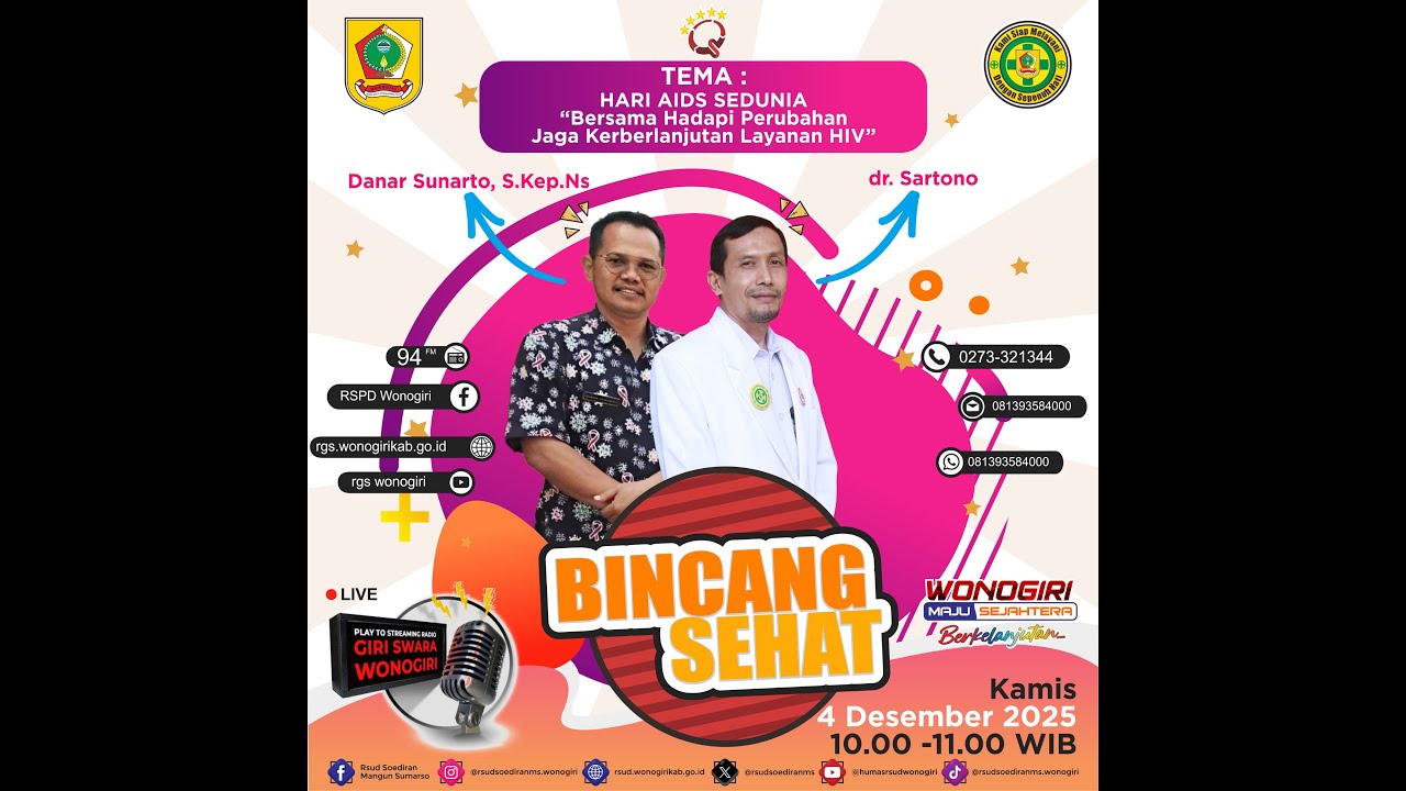 BINCANG SEHAT BERSAMA RSUD WONOGIRI. TEMA : BERSAMA HADAPI PERUBAHAN JAGA KEBERLANJUTAN LAYANAN HIV