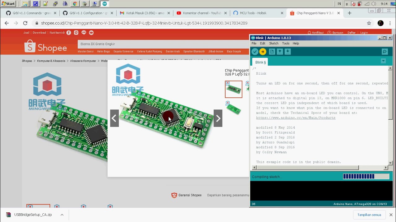 Install Driver Holtek USB To UART Bridge LGT8F328P LQFP32 Pengganti Arduino Nano V3.0