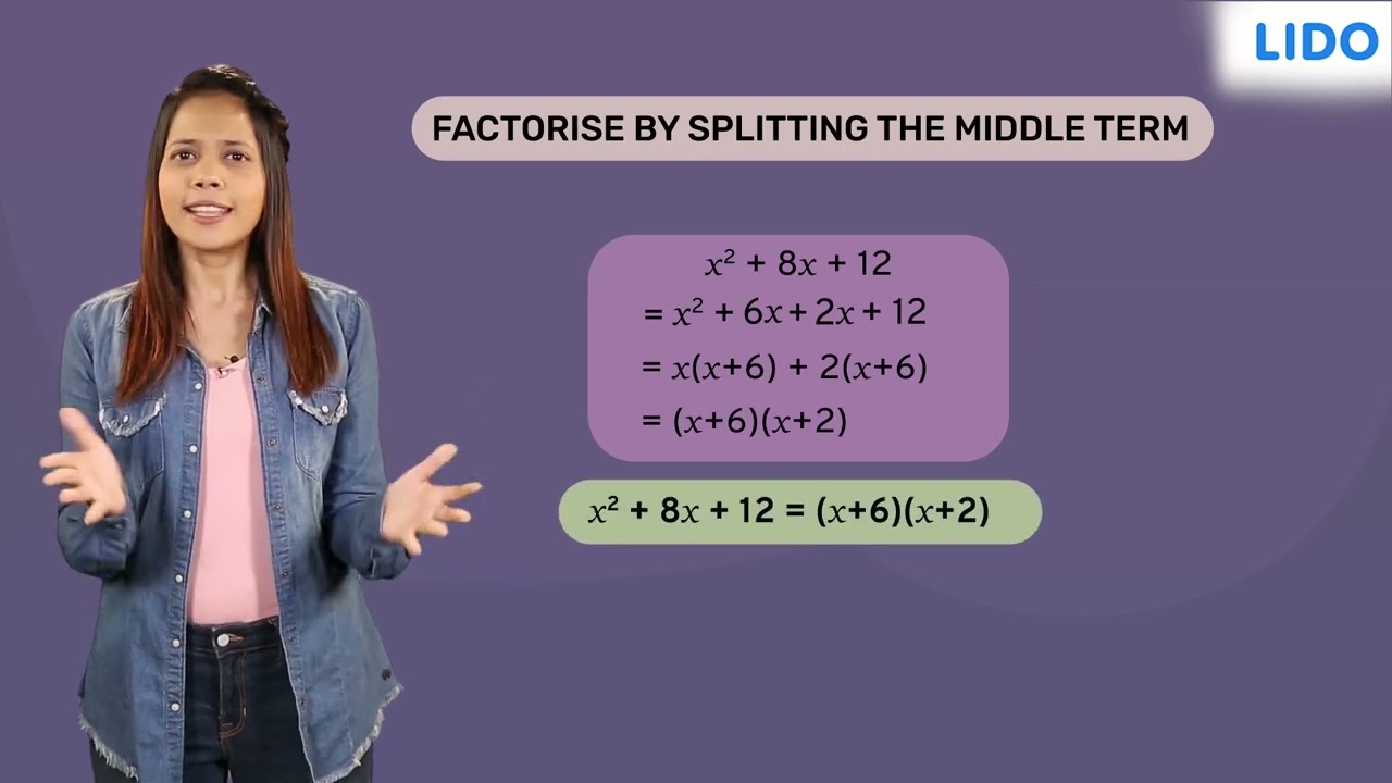 Factorization of algebraic expressions by splitting the middle term | Factorisation | Class 8 Math