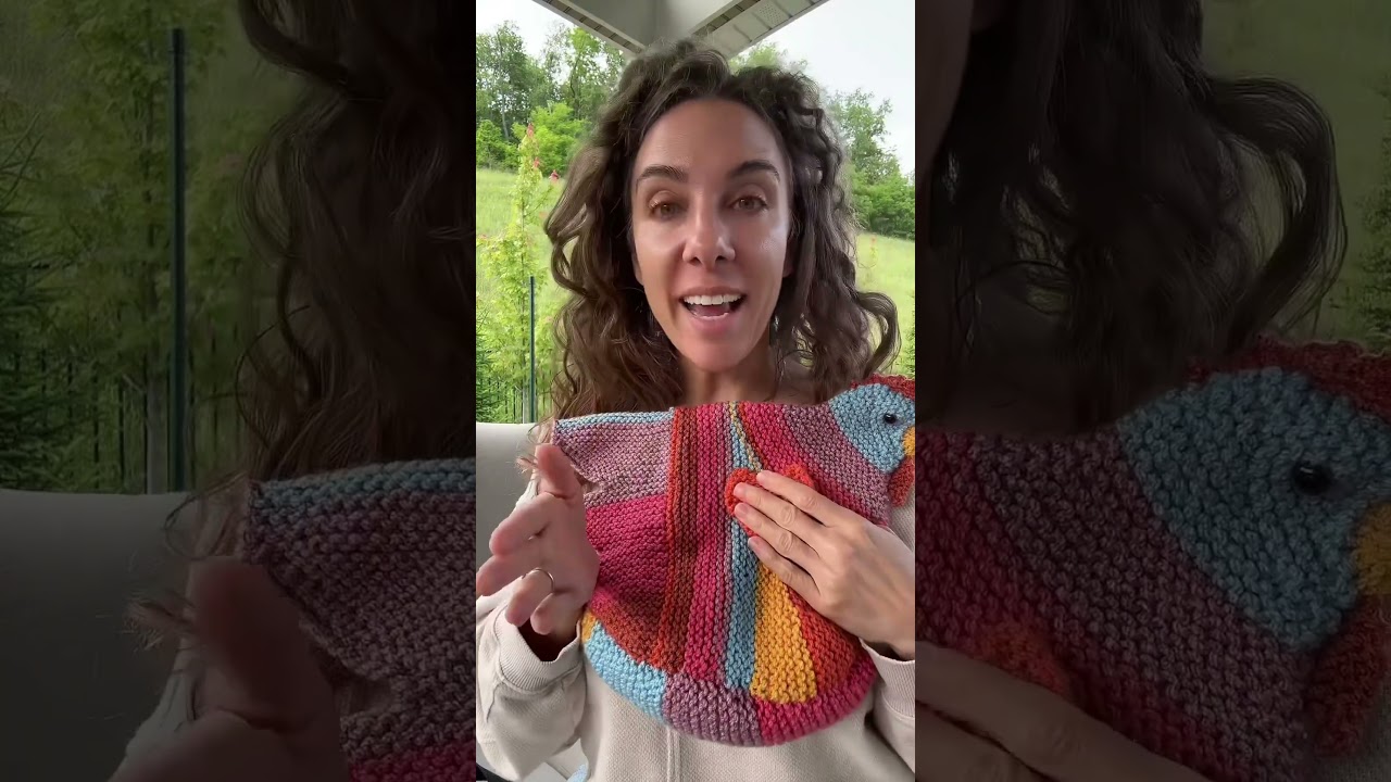 Renee knit up an emotional support chicken for @twosistahsknittintalkinshit&rsquo;s MAL @studioknit