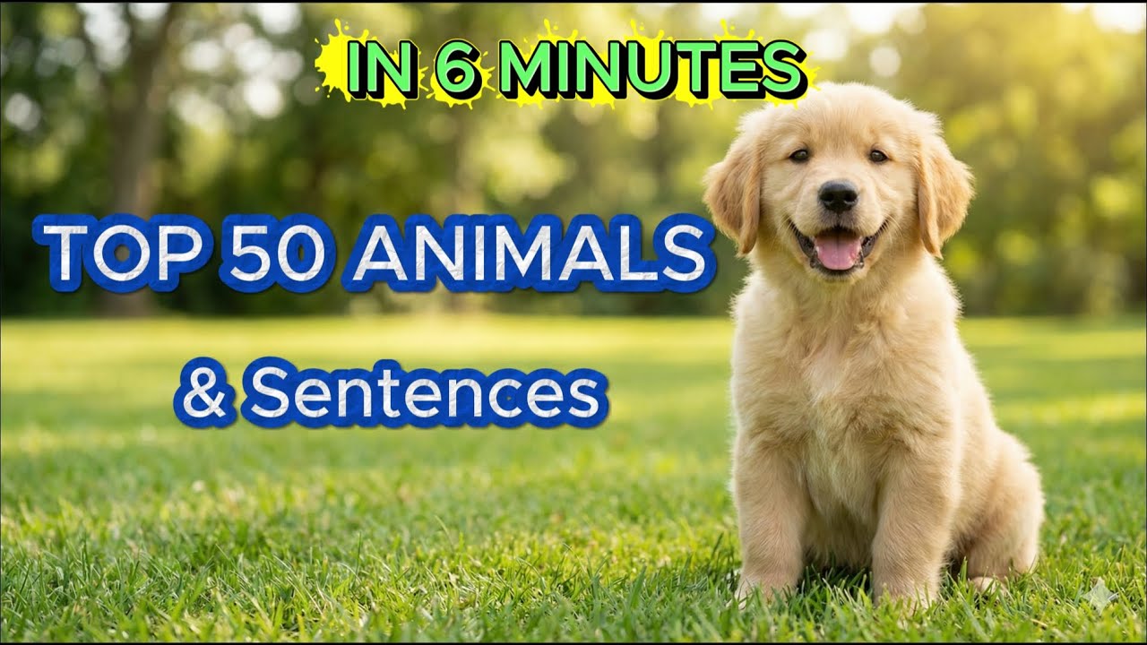 50 Essential Animal Names & Sentences (6 Mins) | Learn English Vocabulary