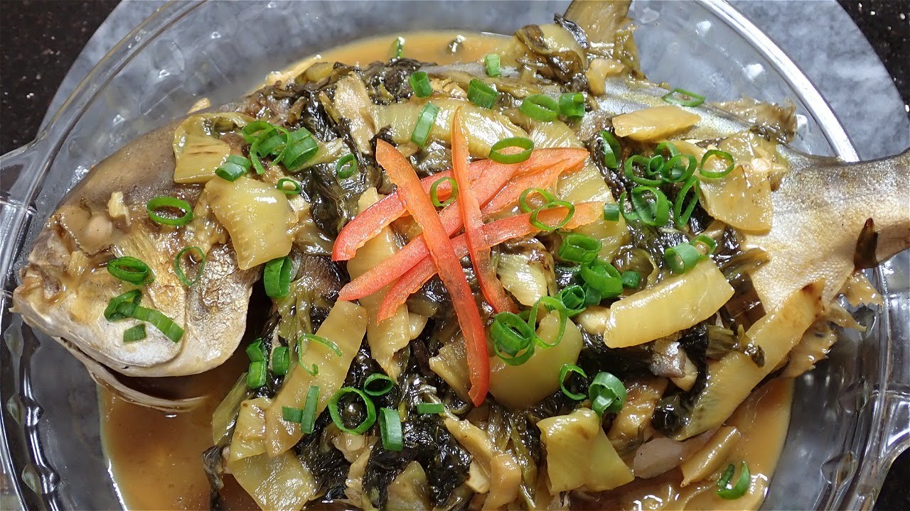 Pomfret w/ Sour Pickled Mustard Greens | Fish Dish