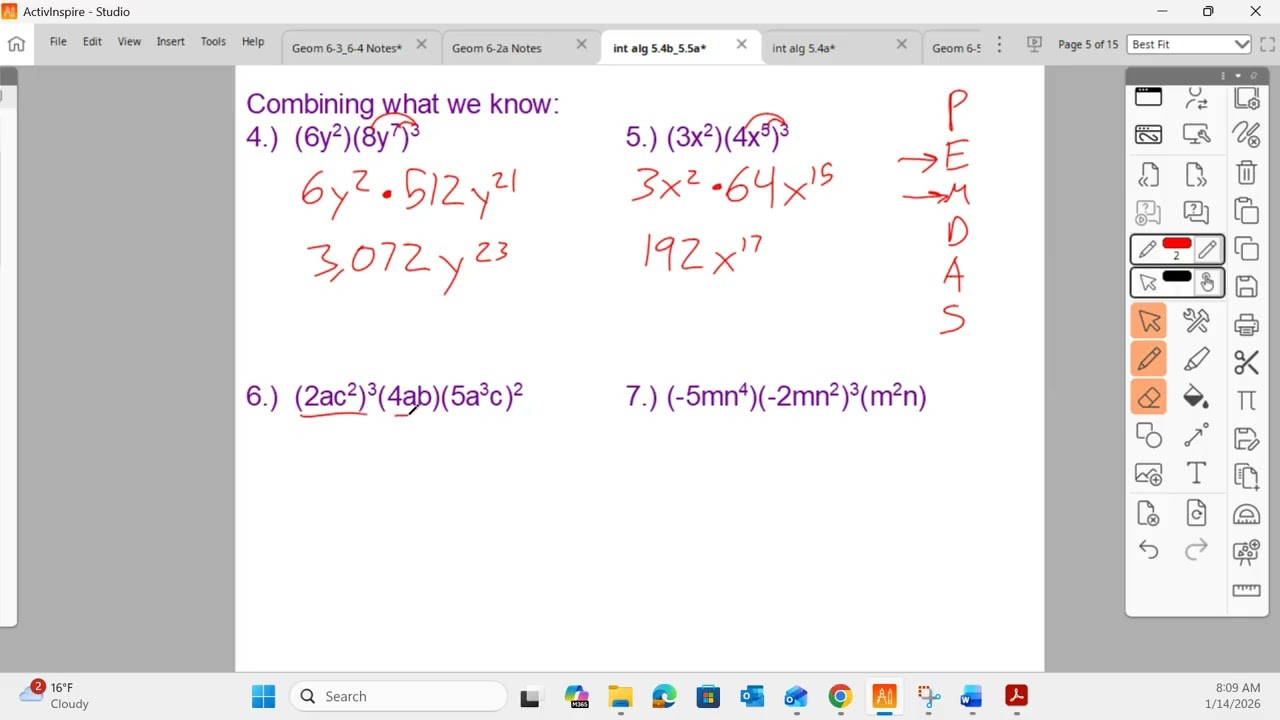 Intermediate Algebra Lesson 5-4b