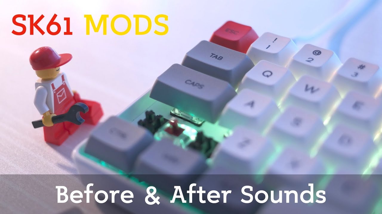 SK61 Mods | Before & After Typing Sounds Comparison (Gateron Optical Red Switches)