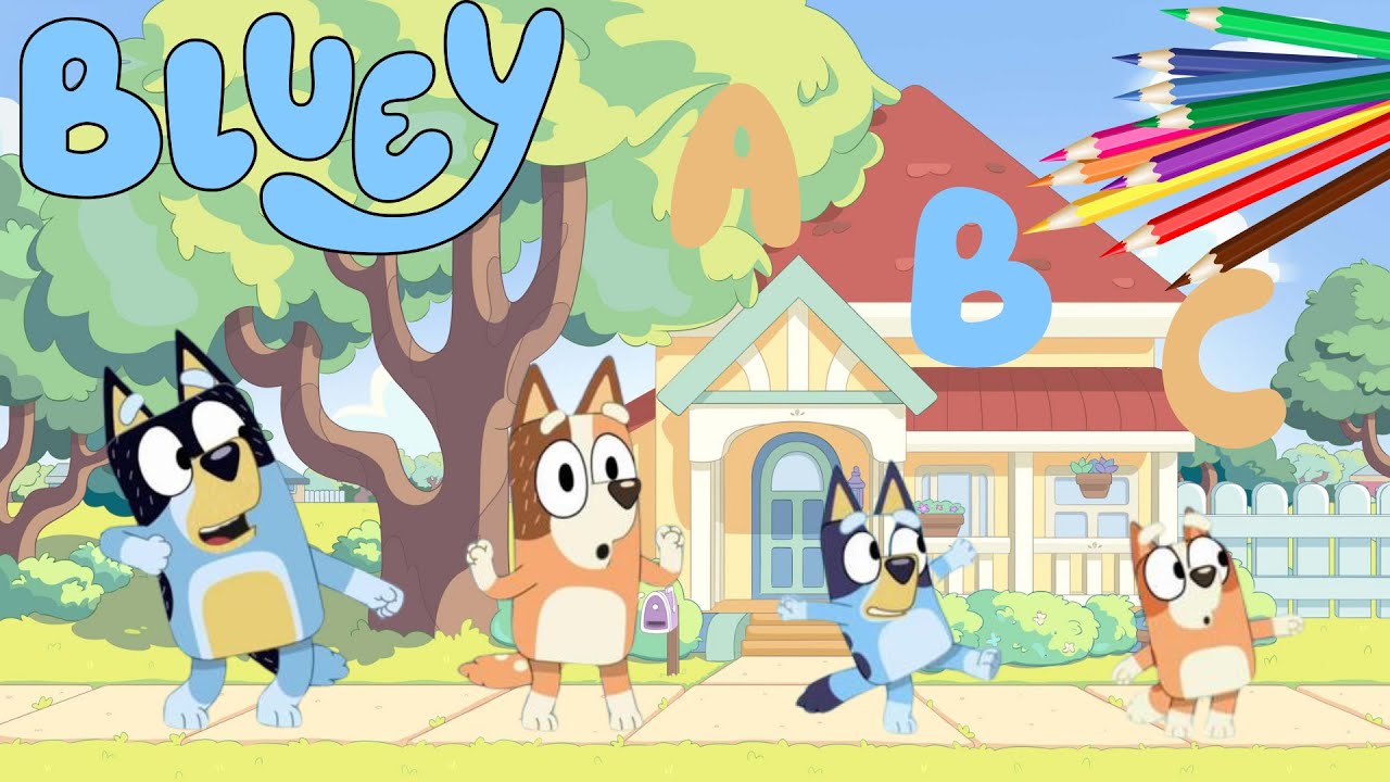 Learn The Alphabet with Bluey I Draw Bluey Pictures I ABCD Of Bluey Characters I