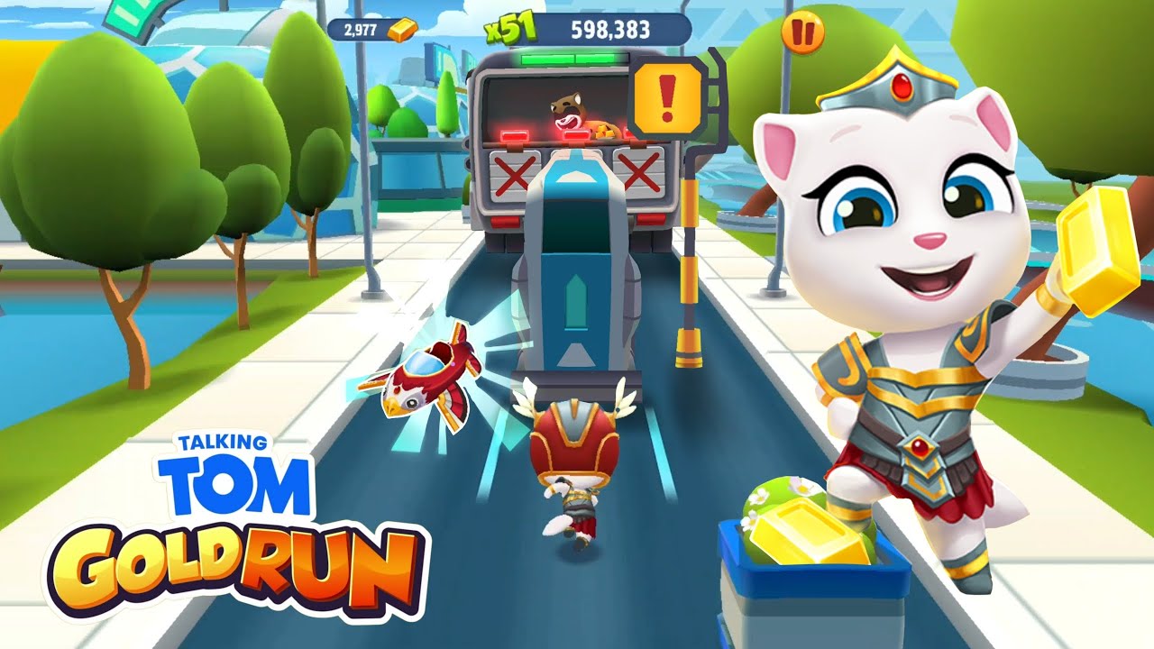Talking Tom Gold Run - Valkyrie Angela in Cyber City 2019 Update // Reverse HD Gameplay 🐱🏙📱⏮️