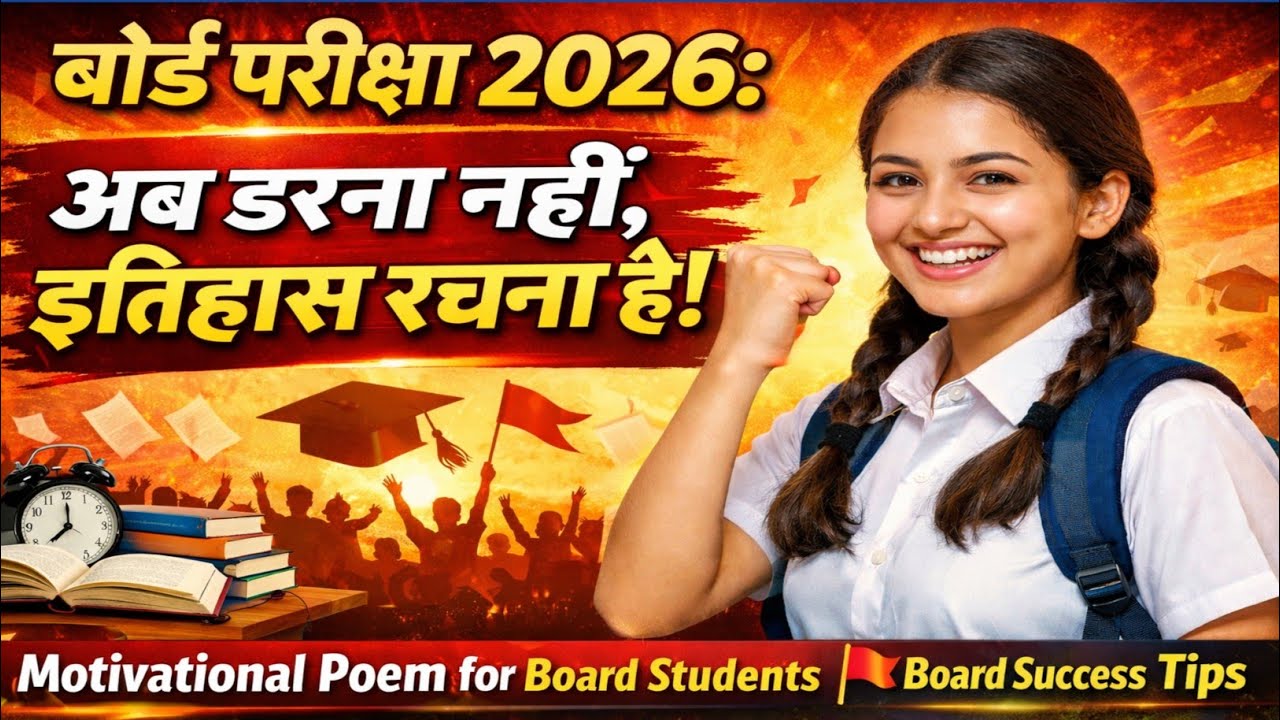 बोर्ड परीक्षा 2026: अब तुम्हारी बारी है! | Motivational Poem for Board Students 🚩Board Success Tips