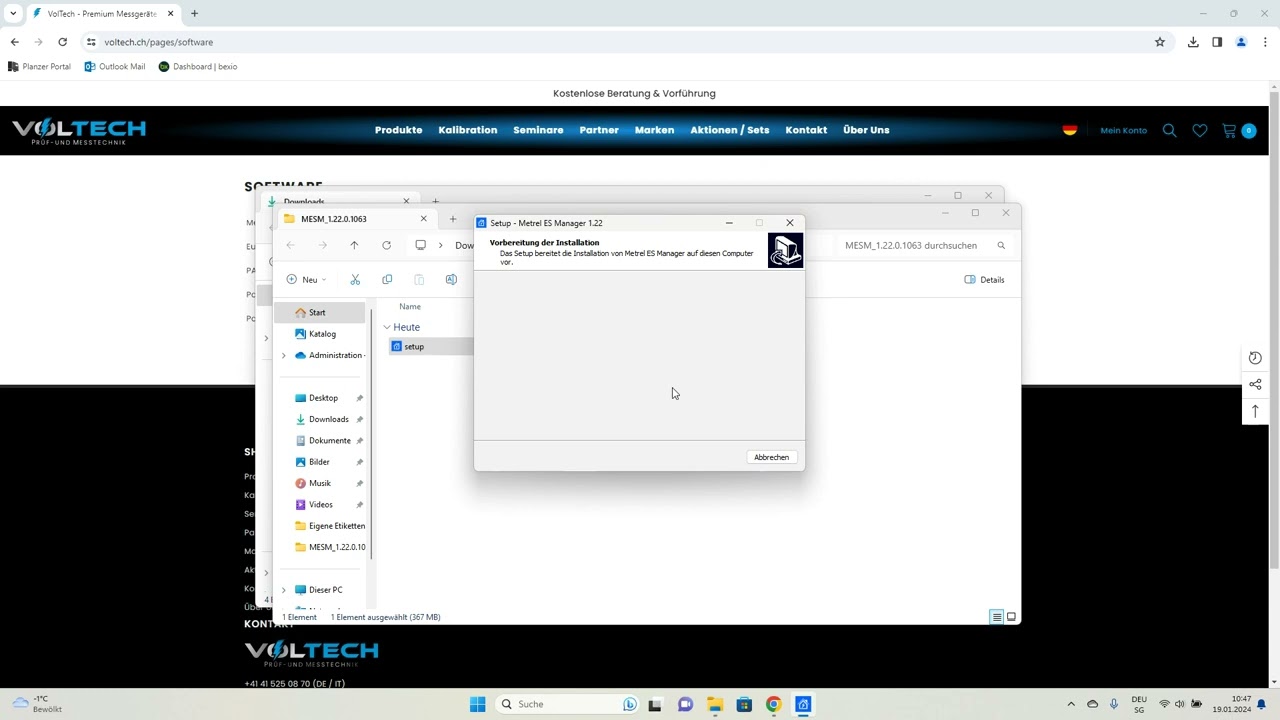 Software Metrel ES Manager / Installation CH-D