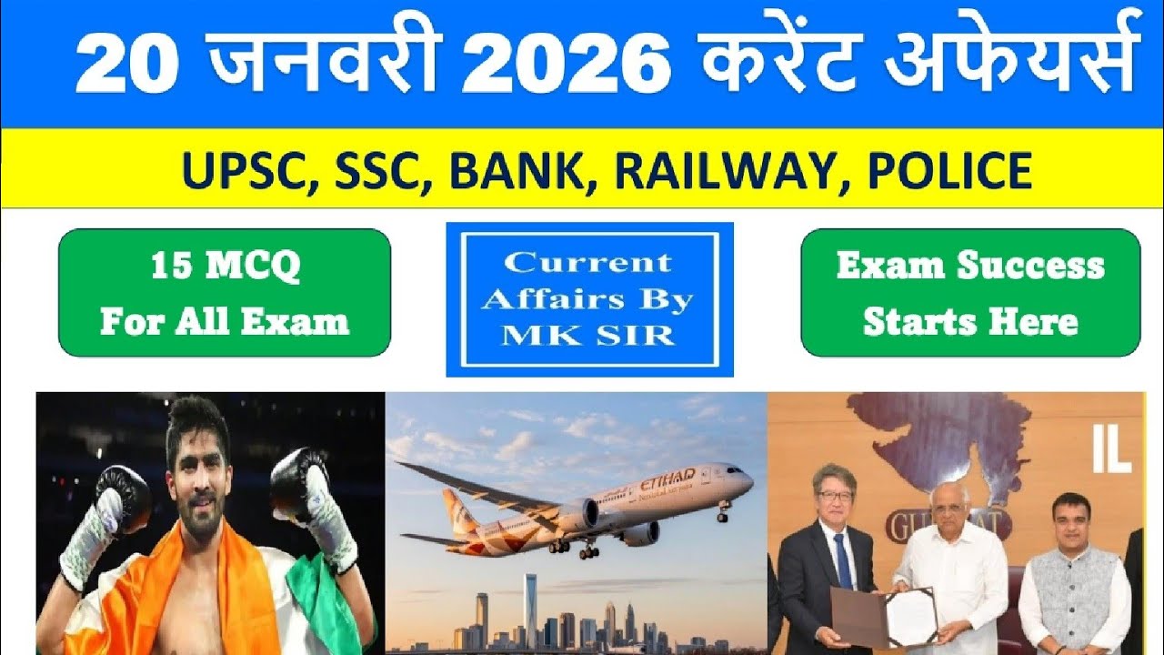 20 January 2026 Current Affairs in Hindi | Current Affairs Today | Daily GK | UPSC SSC Railway