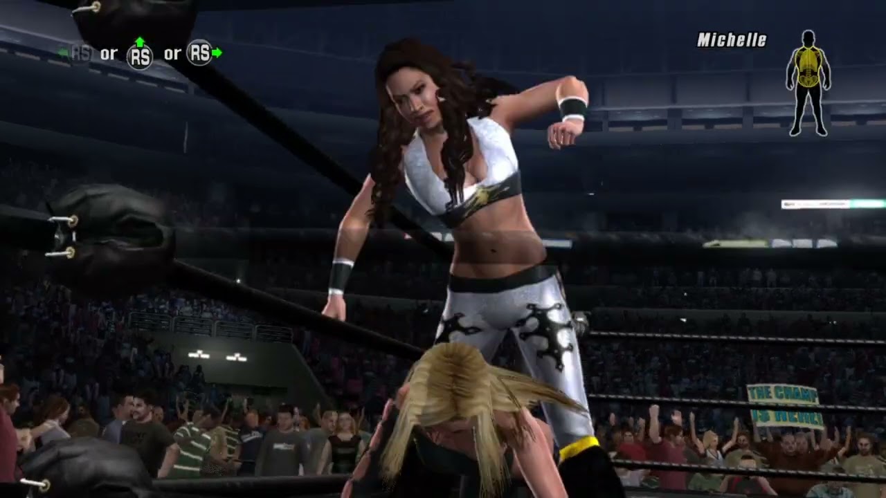 WWE Smackdown vs Raw 2008 - геймплей на XBOX 360 - Мелина против Мишель МакКул