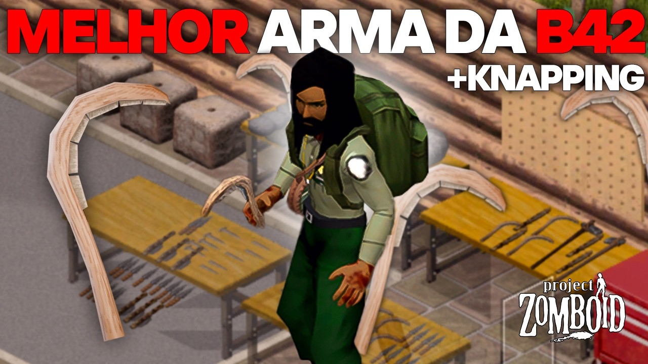 Faça a MELHOR ARMA da Build 42 de Project Zomboid TUTORIAL KNAPPING (Estilhaçamento)