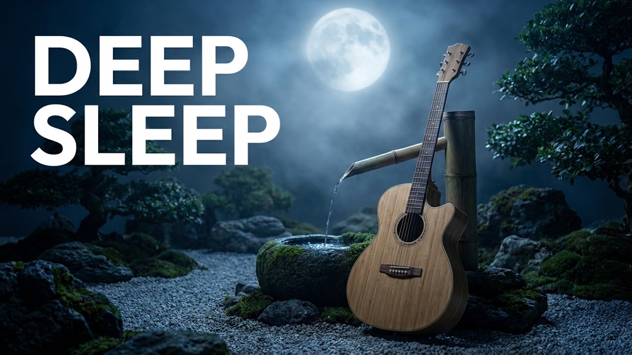 Soft Guitar Music for Deep Rest 🎸 POV: Relaxing by a Lily Pond with Gentle Waterfall Sounds