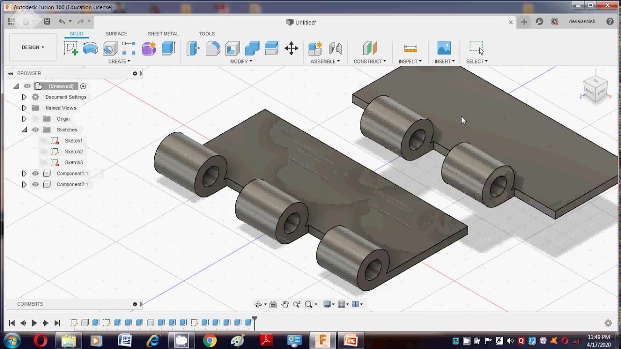 Assembly of Door hinge  using Autodesk Fusion 360