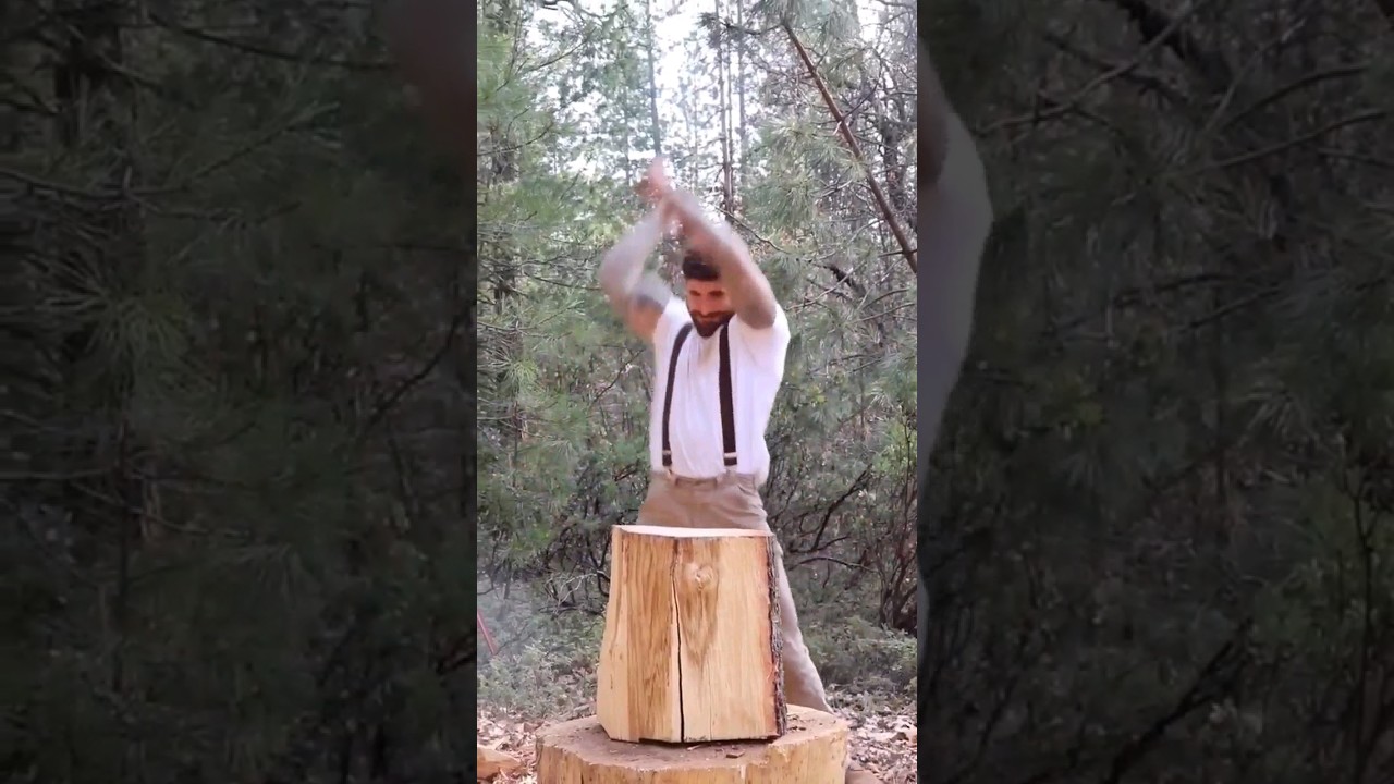 Trick for splitting wood! save your back!