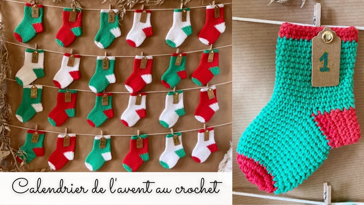 Comment faire un calendrier de l'avent au crochet ? Chaussettes de noël au crochet 🎄 Tuto crochet