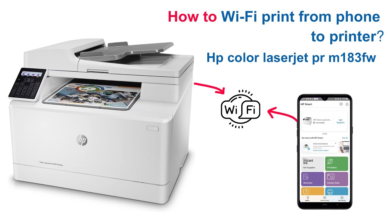 How to printer Wifi Hp Color laserjet Pro m183fw with Android Phone / NAi SamNang Print Wi-Fi