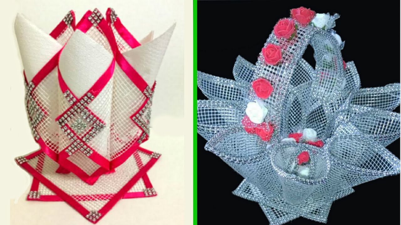 2 Beautiful Napkin Holder/Basket made with Plastic Canvas step by step | Plastic canvas craft idea