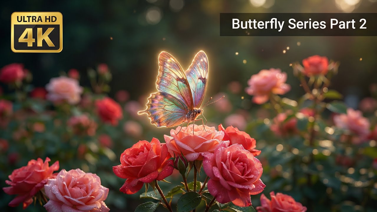 Peaceful Butterfly & Rose Garden 🦋🌹 Relaxing Nature Ambience 4K | Calm Floral Scenery